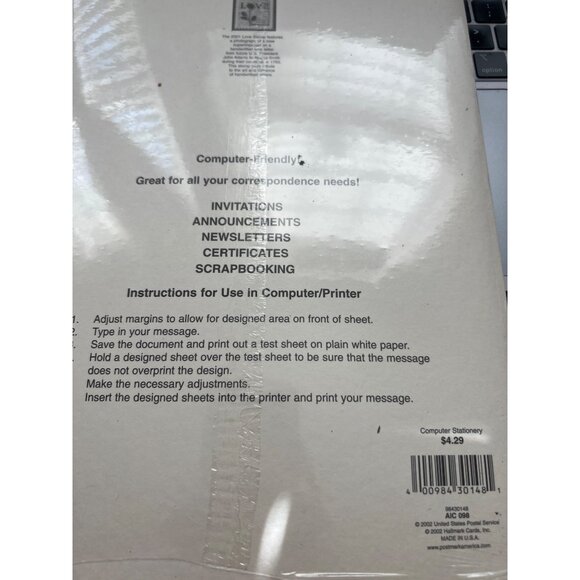 Vintage 2002 Love Themed Computer Stationery 20 Sheets Ink-Jet Laser-Printer NEW - Picture 5 of 5